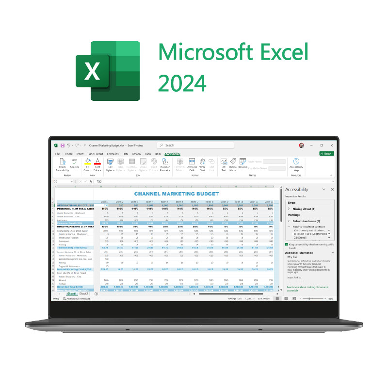 Microsoft Office 2024 Home en Business PC/Mac Bind Neem je werk naar een hoger niveau